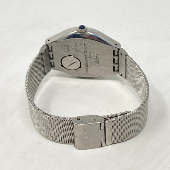 Swatch Irony Watch Men 37mm Day Date Blue Dial Swiss Made Mesh Band New Battery - Picture 11 of 16